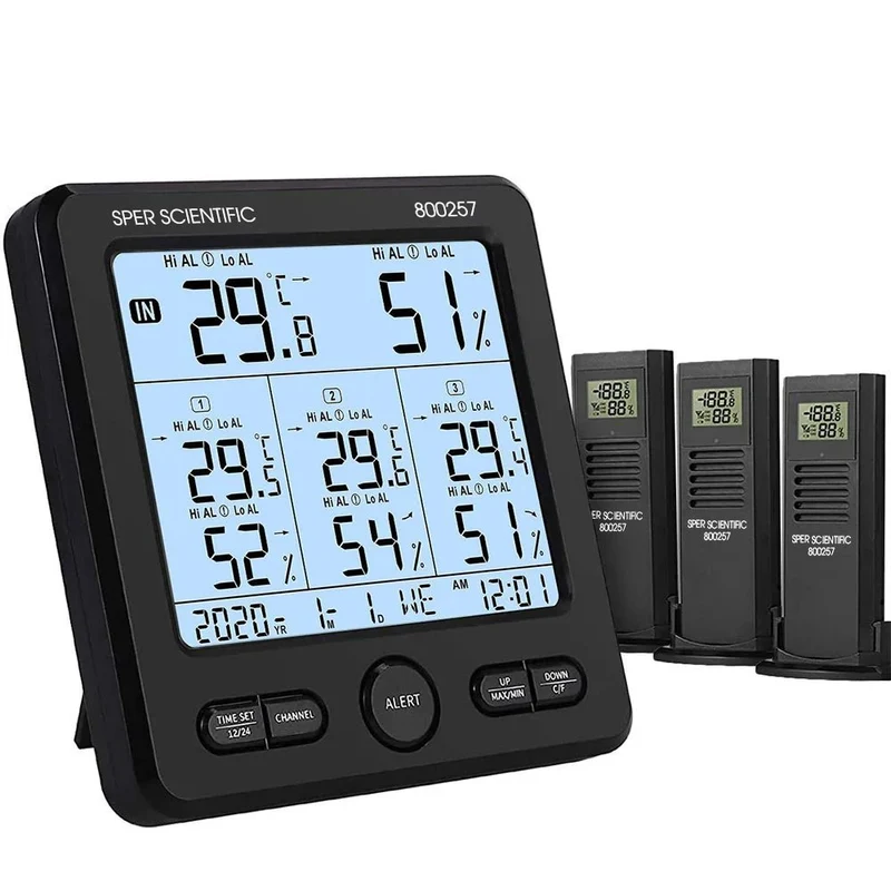 Multifunction Wireless Thermometer/Hygrometer with Three Remote Sensors